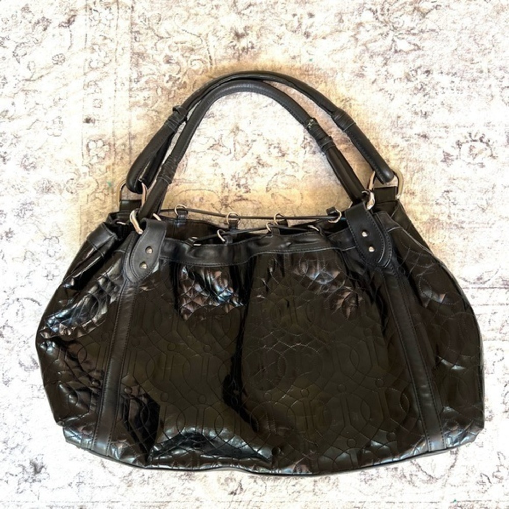 Donald Pliner quilted patent leather large bag
